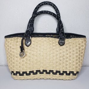 Brighton Black Tan Woven Tote